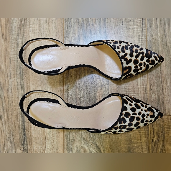 🎉HOST PICK🎉J.Crew Calf Hair Colette Asymmetrical Slingback Pumps In Leopard - Picture 13 of 16